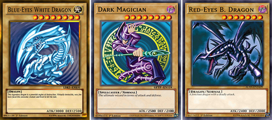 Yu-Gi-Oh! - Carte (Dragon Blanc aux Yeux Bleus | Magicien Sombre | Dragon Noir aux Yeux Rouges)