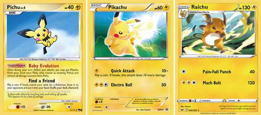 Pokémon - Carte (Pichu | Pikachu | Raichu)
